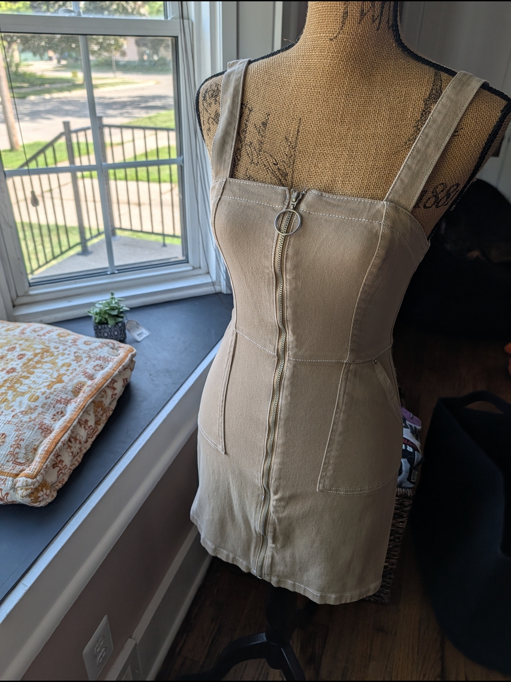 H&M Divided Beige Zip-Front Mini Dress